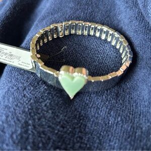 Christian Siriano Green and Silver Expandable Bracelet with Heart Charm